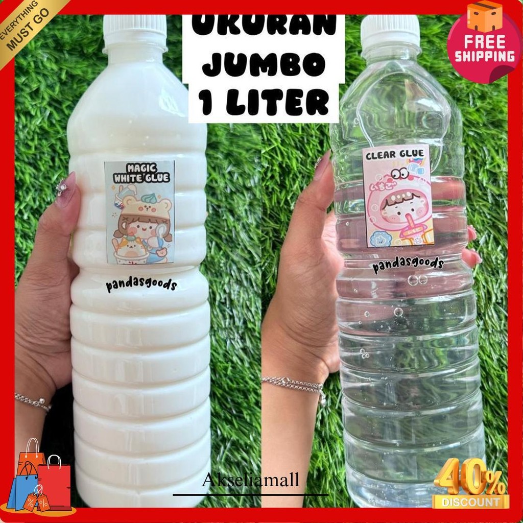 

Jumbo 1 Liter Clear Glue & White Glue Lem Bening Putih Membuat Slime 1 Kg Fox Povinal Siap Kirim