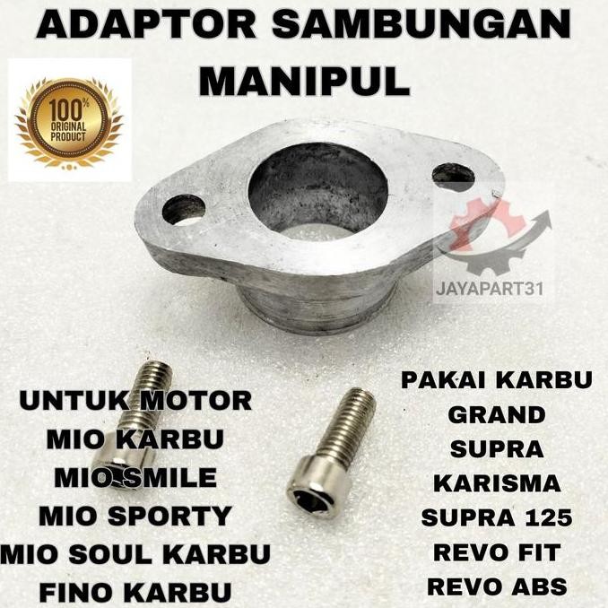 Adaptor Sambungan Intake Manipul Mio Pakai Karbu Supra, Karisma, Supra X 125, Revo Buat Mio Karbu Te