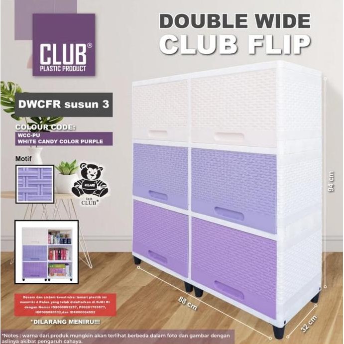 Lemari Double Wide CLUB Flip 2 susun 3 susun / DWCF 2 susun 3 susun