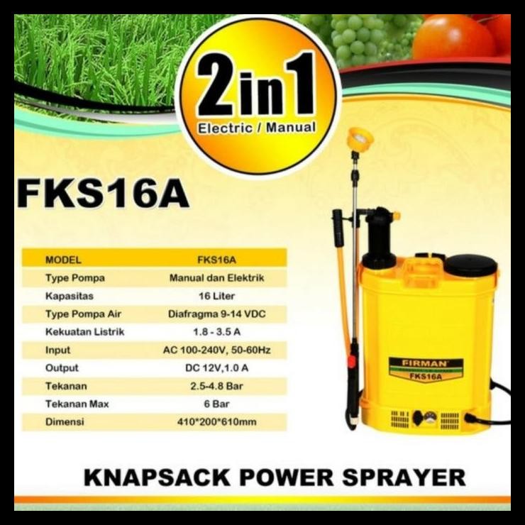 TERMURAH SEMPROT HAMA SPRAYER ELEKTRIK MANUAL FIRMAN FKS 16 A / FIRMAN FKS16A 