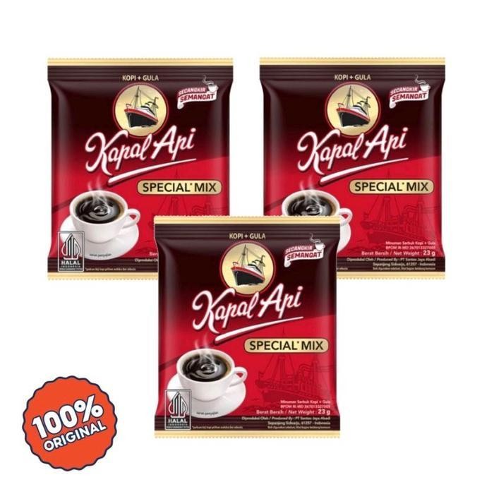 

[3 Renceng] Kopi Kapal Api Special Mix Isi 30 Sachet - Coffee Robusta Instant Hitam + Gula