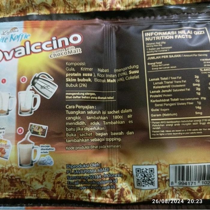 

Luwak Ovalccino Kopi Sachet 2 Renceng (30Pcs) Coffee Robusta
