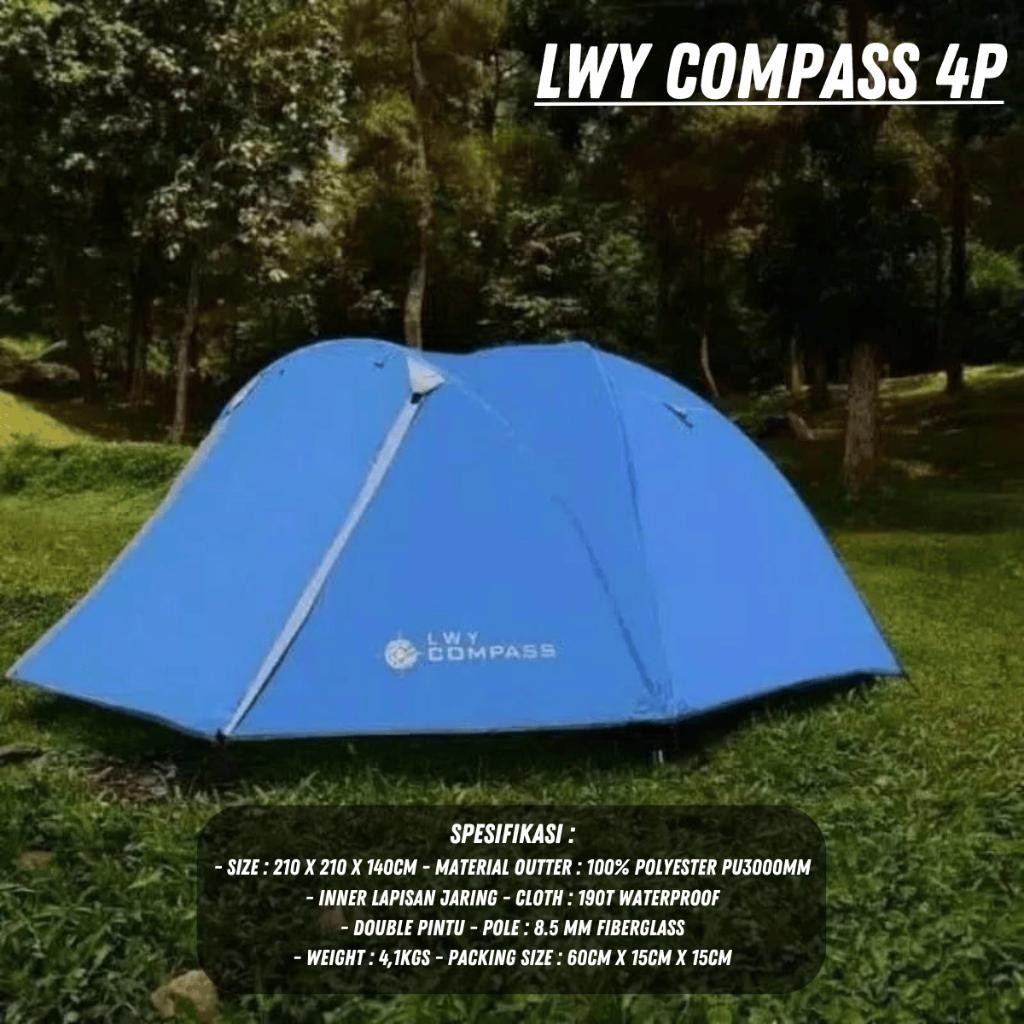 Tenda Kapasitas 4 Hy Bc 4 | Tenda Double Layer Frame Fiber / Tenda Lwy Compass 4P / Tenda Camping Te