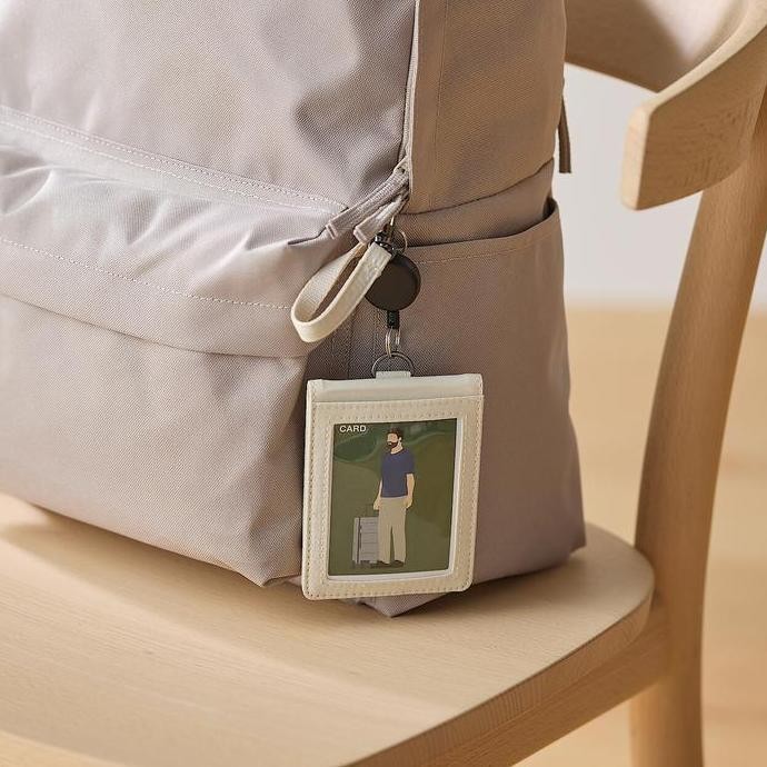 

BEBAS ONGKIR - Muji Self-standing Nylon card holder/lanyard with retractable buckle - Name Taq/ID card Holder dgn tali tarik dan dpt diberdirikan diatas meja - Card Case Reel