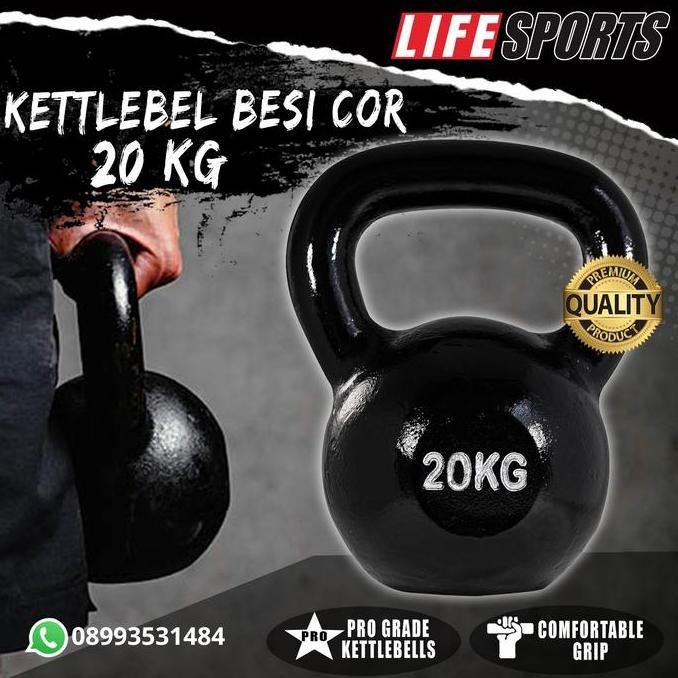 kettlebell 20 kg barbell fitness Kettlebell 20 kg full besi cor ketelbel ketlebell original