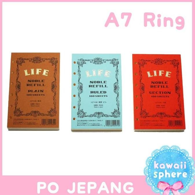 

NEW Life Noble Refill | Refill Ring Binder A7 6 Hole | Grid /Ruled /Plain