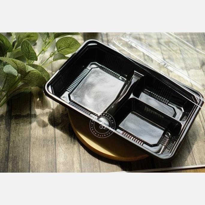 TERMURAH - GROSIR TRAY MIKA BENTO SEKAT 3 KOTAK ISI 300 SET