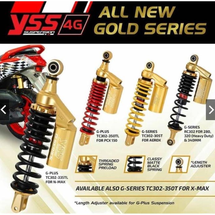 YSS G+ Plus Gold Series Honda Beat Scoopy Vario 125/150/160