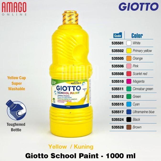 

Paket 6 Botol Giotto School Paint - Yellow - 1.000 Ml - 535502