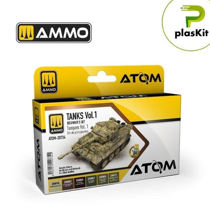 

20734 : Beginners Colors Set - Tanks Vol. 1 - (6 Btl @ 20Ml) Atom Acrylic Paint Set