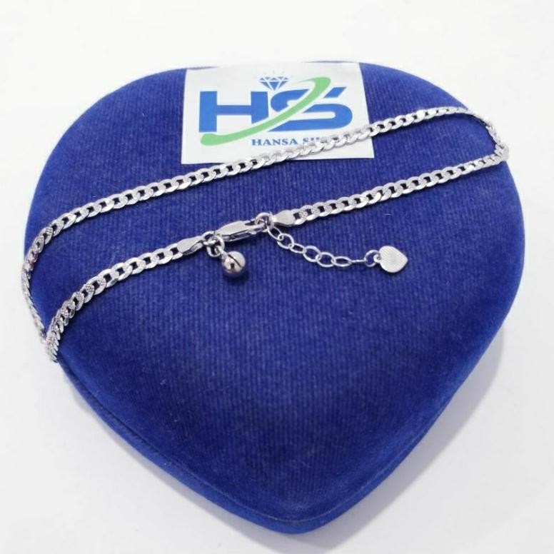 Gelang Kaki Perak Asli Silver 925 Lapis Emas Putih Model Rantai Sisik Naga Ukir DiM