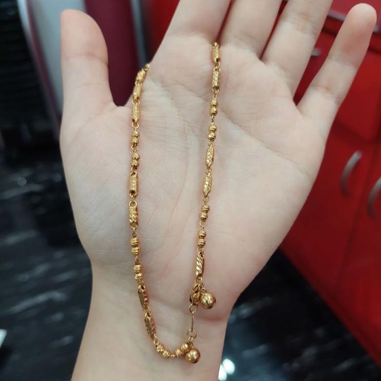 Gelang kaki rantai bambu biji lada emas asli bell cantik manis awet DiM