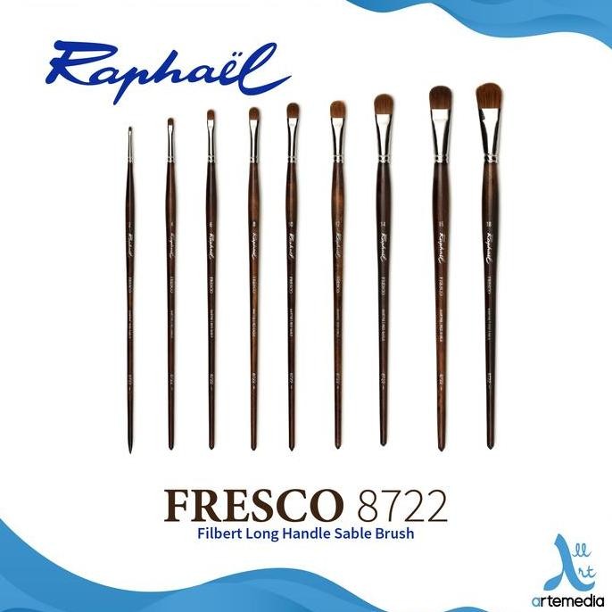 

Kuas Lukis Raphael 8722 Filbert Fresco Red Sable Brush Long Handle