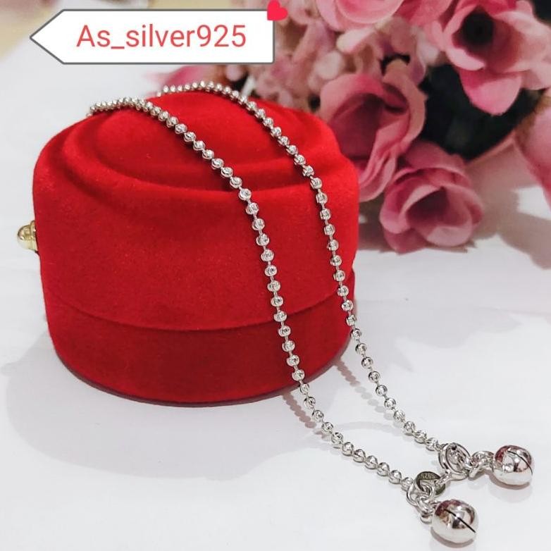 GELANG KAKI PERAK BIJI LADA UKIR/LUNA ASLI SILVER 925 LAPIS MAS PUTIH - GK WANITA DiM