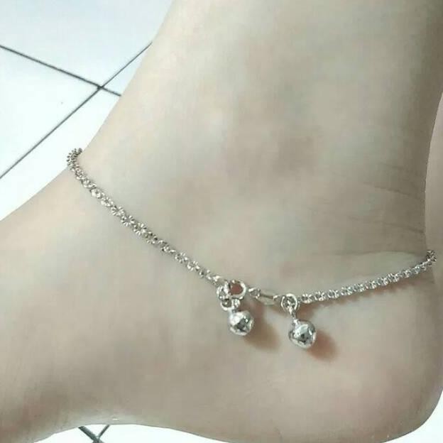 GELANG KAKI PERAK SILVER 925 ASLI LAPIS EMAS PUTIH/GELANG KAKI NORI UKIR DiM