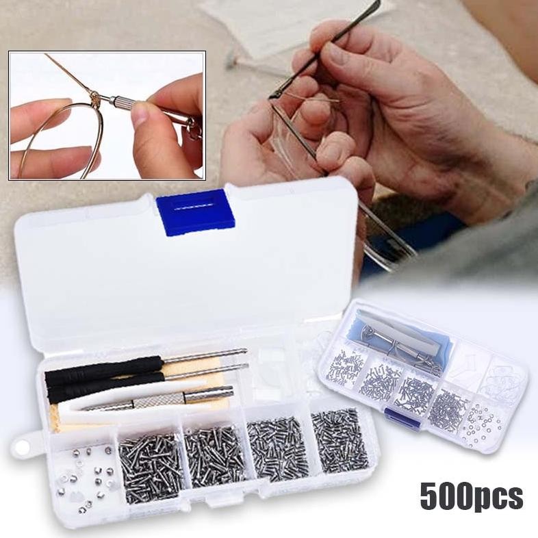 Set Reparasi Kacamata Baut Dan Nose Pad Lebih Praktis Repair Kit Perlengkapan Kacamata - Obeng Nose 
