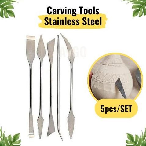 

5Pcs/Set Stainless Steel Carving Tools, Wax Clay Pottery Carving Modeling Tools