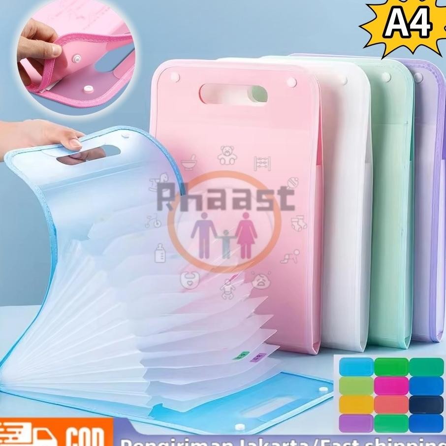 

Rhaast 13 Saku File Folder Portable A4 Huruf Macaron Warna Dokumen Organizer Untuk Ruang Kelas Kantor