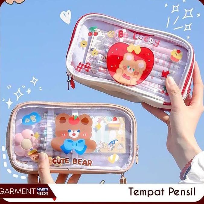 

Tempat Pensil Anak Transparan Zipper | Dompet Karakter Lucu Serbaguna