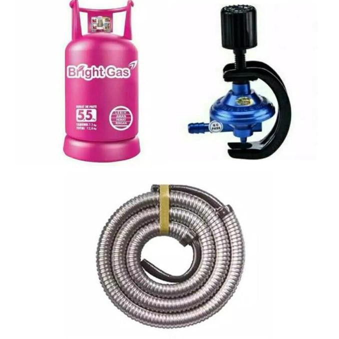 Tabung Elpiji Bright Gas 5.5 Kg Dengan Regulator Destec & Selang Gas