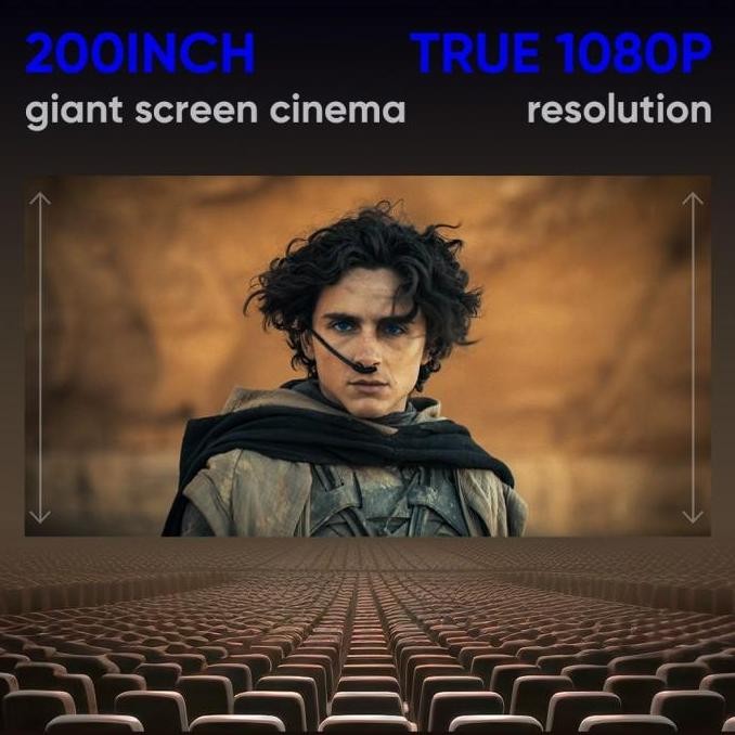 Smart Proyektor Eroc Mega Dolby Audio Autofocus Built-In Speaker 7000 Lumens Led