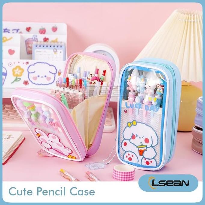 

Tempat Pensil Korea Motif Kartun Lucu Anti Air Multi Layer Stationery Case