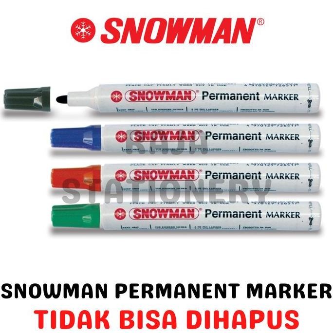 

Snowman Permanent Marker G-12 Black Blue Red / Spidol Snowman Permanen Hitam Biru Merah Ag-12 Box Lusin [12Pcs] New Stok