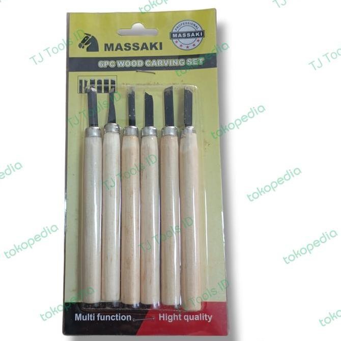 

Pahat Ukir Cukil Kayu Wood Carving Tools Kecil Set 6 Pcs Massaki