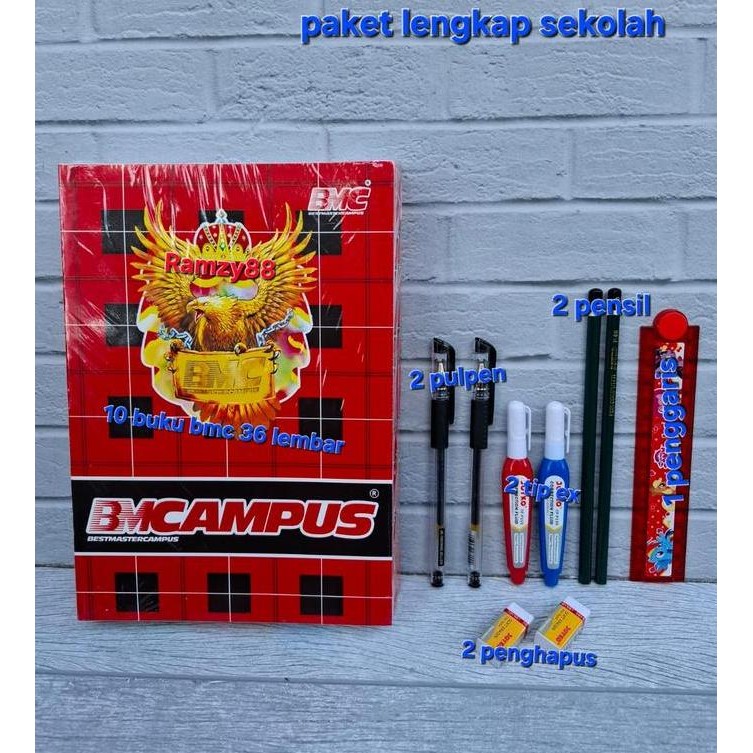

Paket Sekolah Lengkap Dengan 10 Buku Ampus, 2 Pulpen, 2 Pensil, 2 Penghapus, 2 Tip Ex, 1 Penggaris Stationery New Stok