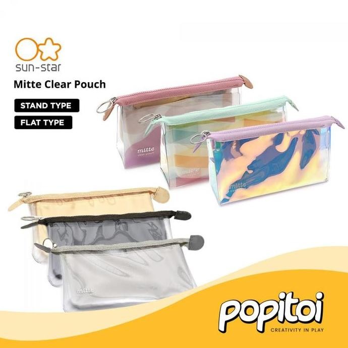 

Sun-Star Mitte Clear Pouch Pen Case Kotak Tempat Pensil Plastik Resliting