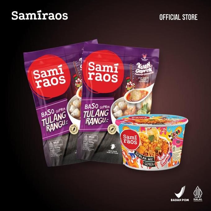 

SAMI RAOS - Paket Pedas Me Happy (2 Pcs Baso Geprek Tulang Rangu, 1 Pcs Mie Seblak Geprek)