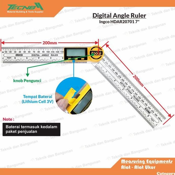 

Penggaris Sudut Siku Bevel Digital Angle Ruler 40Cm Ingco Hdar20701 New Stok