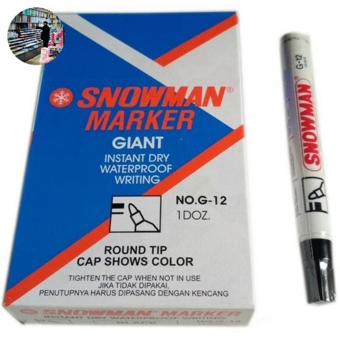 

Paket Hemat Spidol Snowman G12 Permanent. 1 Dus Isi 12 Pc New Stok