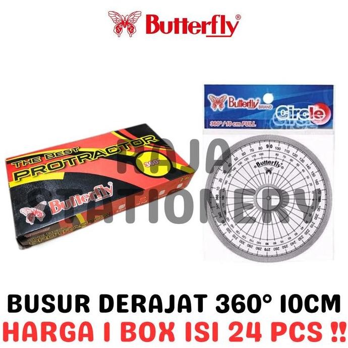 

Butterfly Protractor 360 Bulat Round Full Penggaris Busur Derajat 360 10Cm Bulat Box [24Pcs] New Stok