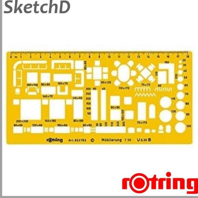 

Penggaris - Mistar Template Mal Furniture 1 : 50 Rotring 853783 New Stok
