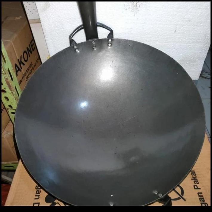 wajan kuali baja hitam gagang besi 53cm