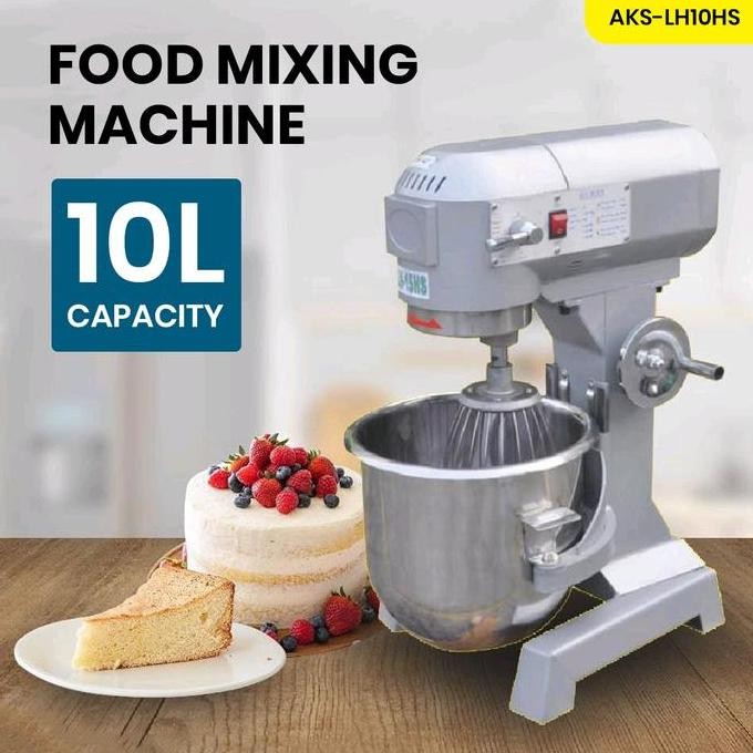 TERLARIS - AKS-LH10HS Mesin Pengaduk Adonan Roti 10L Kapasitas 450/260/120 rpm Mesin Mixer Kue Plane