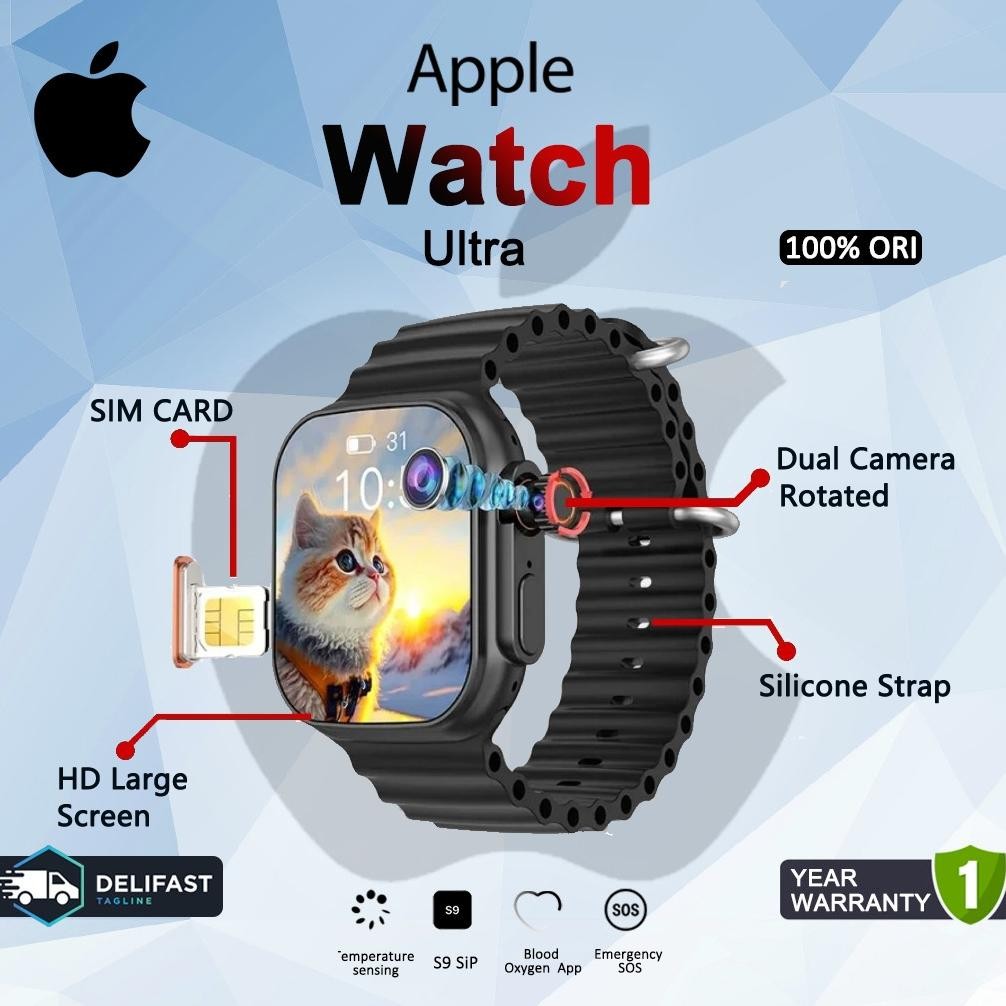 [Panggilan Call] Apple Watch Series Ultra Bisa 4G/5G SlM Card 360Rotational Camera RAM 4/64GB | Bisa