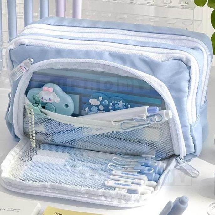 

Tempat Pensil Aesthetic Pencil Case Box Pensil Korea Organizer Box Pensil Cute Kapasitas Besar Polos New Stok