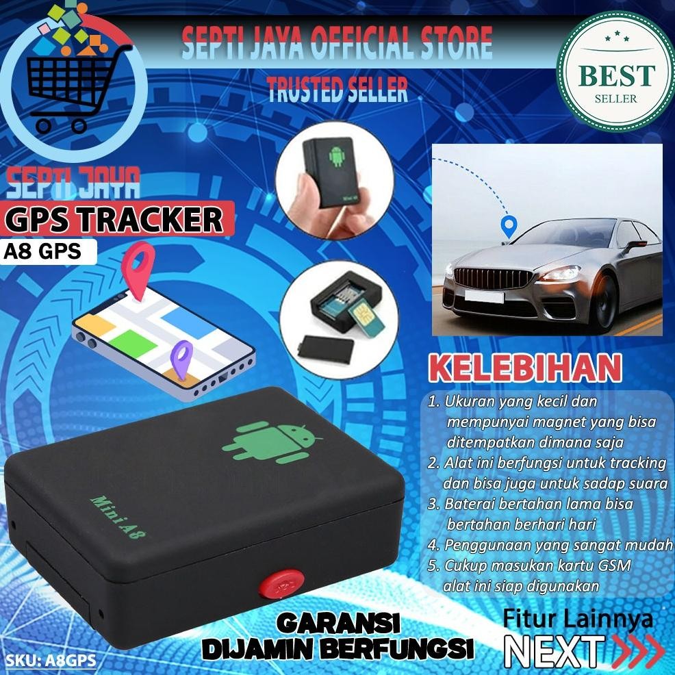 Mini GPS A8 Smart Tracker Alat Pelacak Lokasi Dan Rekam Suara Kendali Jarak Jauh Lewat HP Handphone 