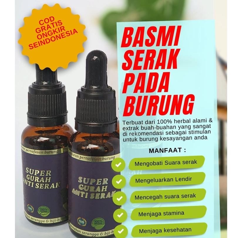 Obat Burung Serak Super Gurah Anti Serak untuk Murai Kacer Jalak Kenari Semua Burung DiM