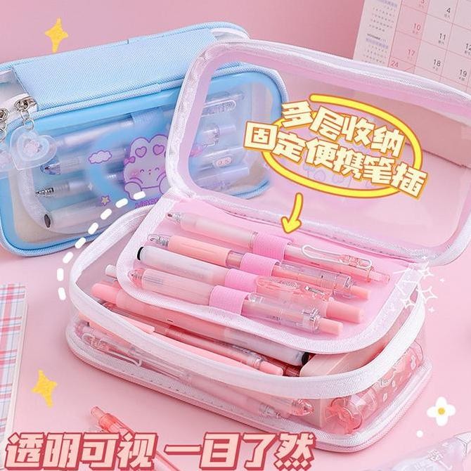 

Tempat Pensil Aesthetic Transparan Pencil Case Box Pensil Korea Organizer Box Pensil Cute New Stok