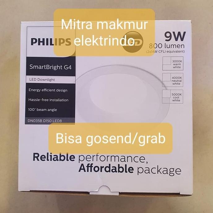 Lampu Downlight LED Philips DN035B 9W 6 Inch Warm White 800lm