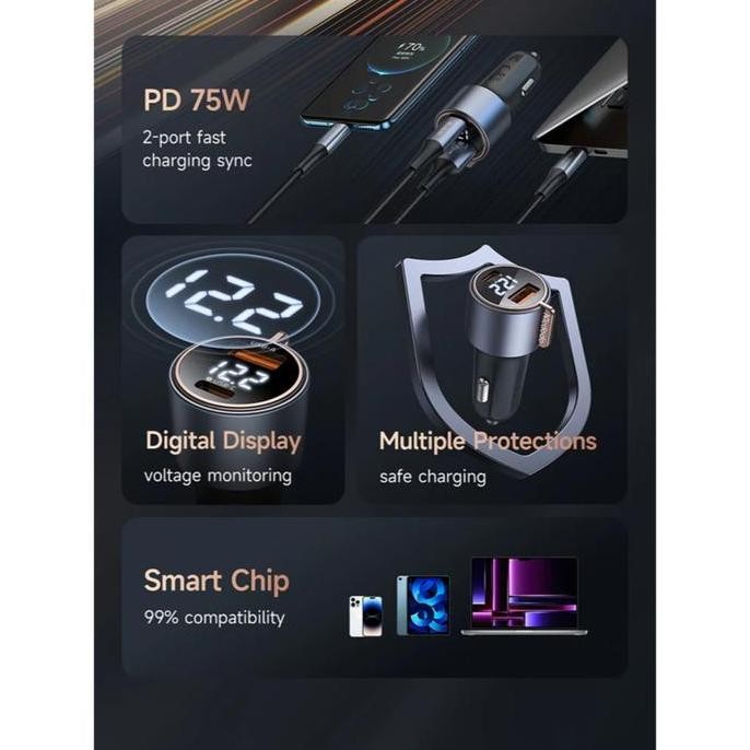 Mcdodo Car Charger Mobil Fast Charging Samsung Type C 25W 45W 75W Original