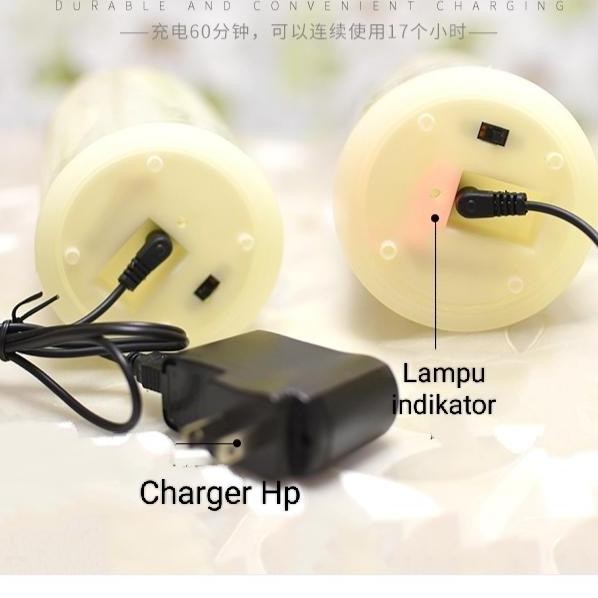Lilin Led Elektrik Model Api Bergoyang Rechargeable Usb Charger