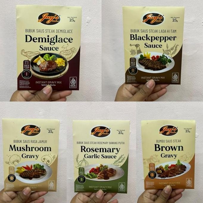 

JAY'S ROSEMARY GARLIC SAUCE STEAK / BROWN GRAVY / MUSHROOM GRAVY / BLACKPEPPER / DEMIGLACE SAUS- JAYS