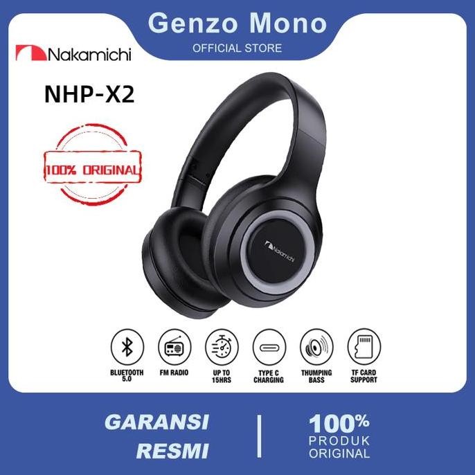 Headphone Bluetooth Nakamichi NHP-X2 HD HIFI FM Radio With Microphone Mic