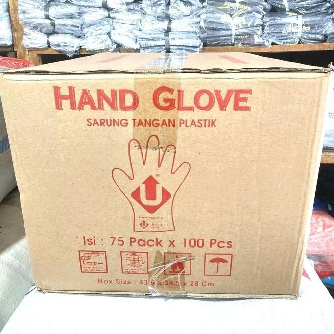 Hand Glove Dus isi 75 bks, sarung tangan plastik dus isi 75 bks