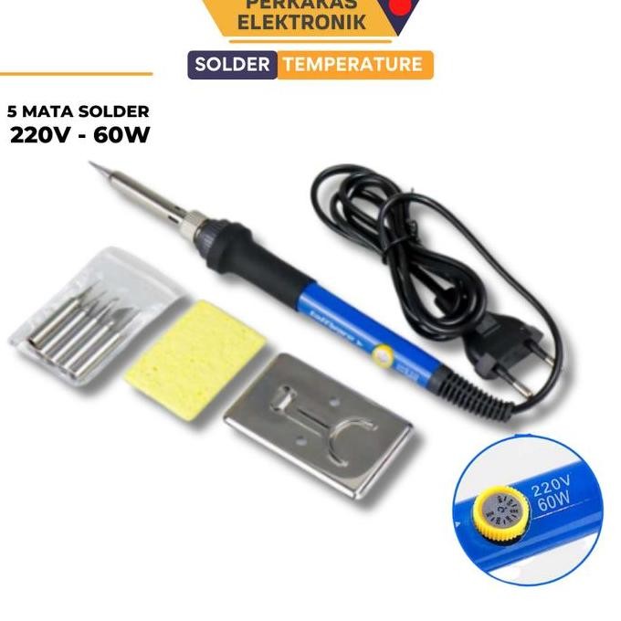 ready  Solder Listrik 60 Watt Iron Automatic Set Lengkap dengan 5 pcs Mata Solder Kecil Temperatur d