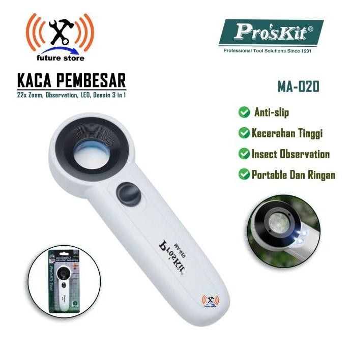 

Pro'Skit Ma-020 Kaca Pembesar - 22X Handheld Led Light Magnifier Original New Stok